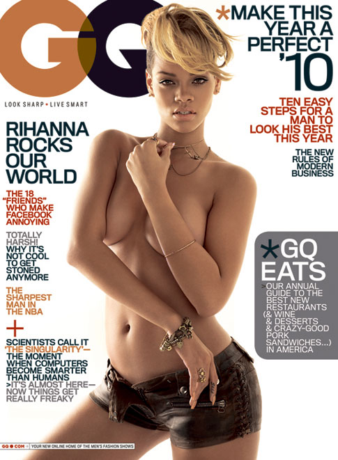 rihanna magazine gq. Rihanna strips for GQ